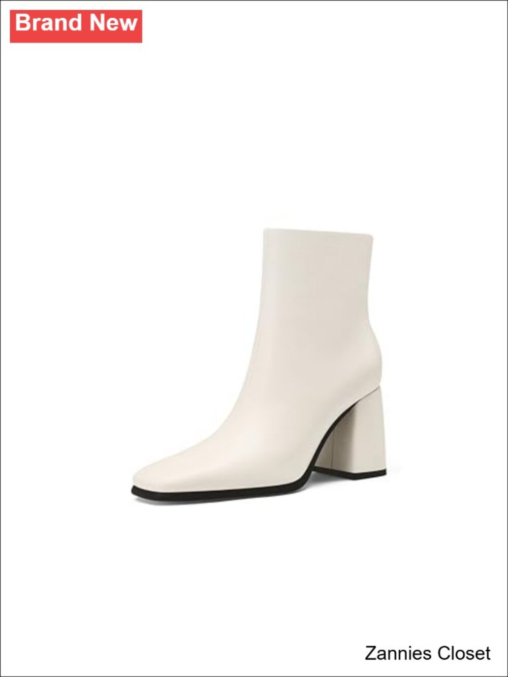 ✨ Square Toe Chunky Block Heel Ankle Booties Side Zip Faux Leather Boots